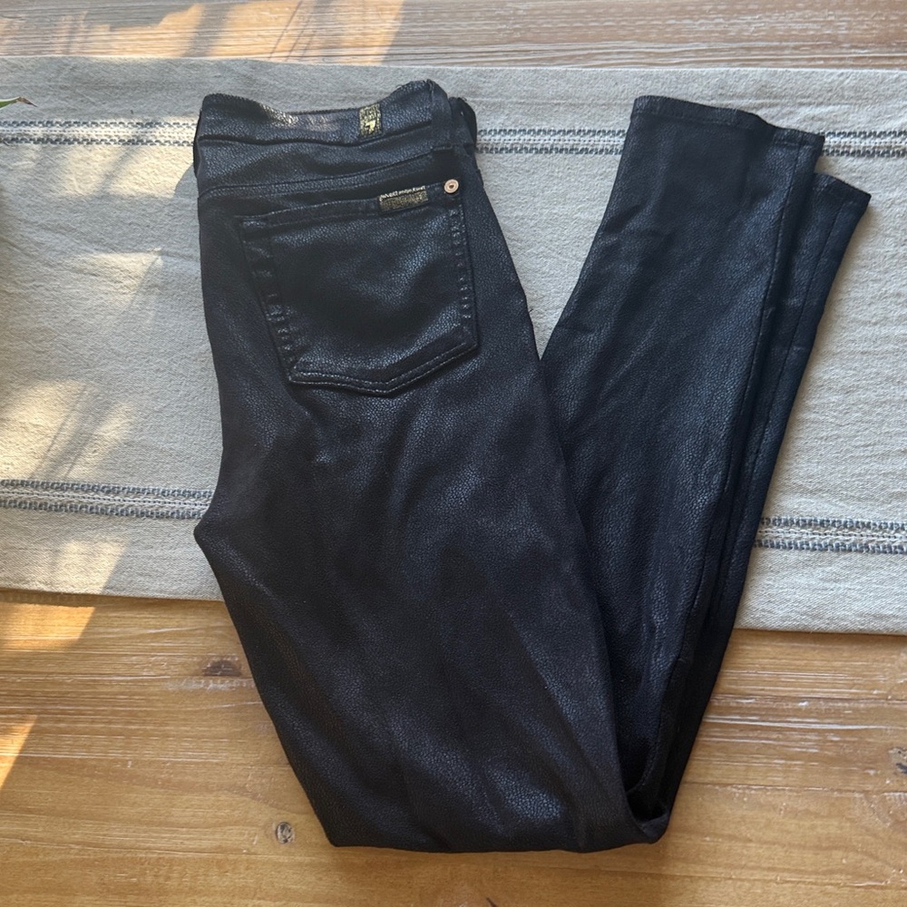 7 For All Mankind Shiny Metallic Black Jeans - Size 27